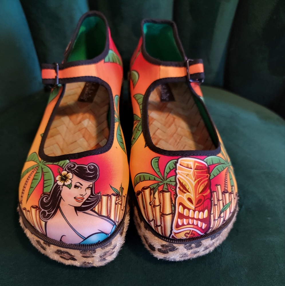 Tiki & Leopard Print Mary Jane Platforms